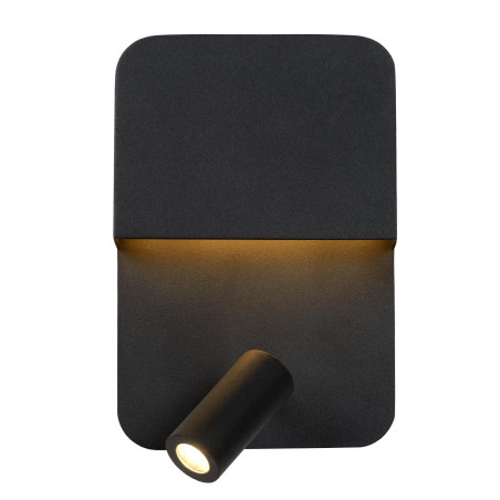 Lucide BOXER - Lampe de chevet / Applique mural - LED - 3000K - Point de rechargement USB - Noir