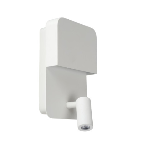 Lucide BOXER - Lampe de chevet / Applique mural - LED - 3000K - Point de rechargement USB - Blanc