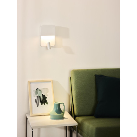 Lucide BOXER - Lampe de chevet / Applique mural - LED - 3000K - Point de rechargement USB - Blanc