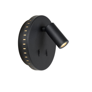 Lucide BENTJER - Lampe de chevet / Applique mural - Ø 14 cm - LED - 3000K - Noir