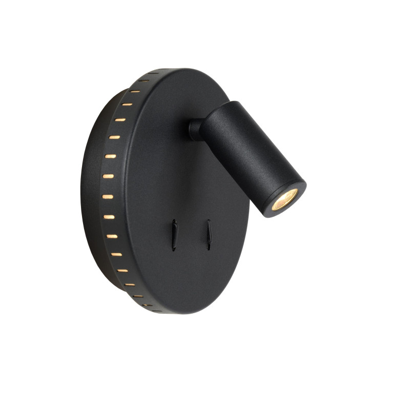 Lucide BENTJER - Lampe de chevet / Applique mural - Ø 14 cm - LED - 3000K - Noir
