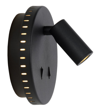 Lucide BENTJER - Lampe de chevet / Applique mural - Ø 14 cm - LED - 3000K - Noir