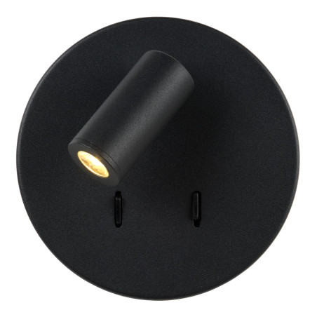 Lucide BENTJER - Lampe de chevet / Applique mural - Ø 14 cm - LED - 3000K - Noir