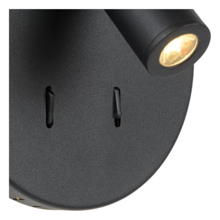 Lucide BENTJER - Lampe de chevet / Applique mural - Ø 14 cm - LED - 3000K - Noir