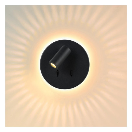 Lucide BENTJER - Lampe de chevet / Applique mural - Ø 14 cm - LED - 3000K - Noir