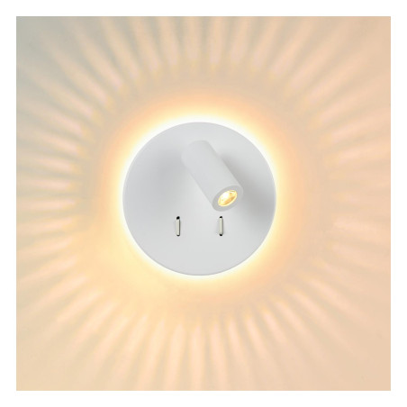 Lucide BENTJER - Lampe de chevet / Applique mural - Ø 14 cm - LED - 3000K - Blanc