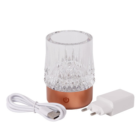 Lucide LILY - Pièce détachée Rechargeable - Batterie/Piles - Ø 8 cm - LED Dim to warm - 1x3W 2700K/3000K - Cuivre