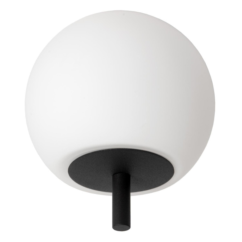 Lucide ELDA - Verrerie - IP44 - Opalin - L 12 x P 12 x H 10 cm - Opalin / Noir