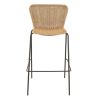 TABOURET DE RESTAURANT LOYD | MÉTAL NOIR | PE ROTIN NATUREL, empilable, extérieur