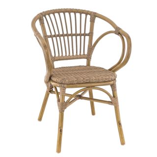 FAUTEUIL DE RESTAURANT METZ | ALUMINIUM BAMBOO LOOK CARAMEL | PE ROTIN NOISETTE, empilable, extérieur