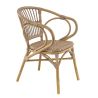 FAUTEUIL DE RESTAURANT METZ | ALUMINIUM BAMBOO LOOK CARAMEL | PE ROTIN NOISETTE, empilable, extérieur
