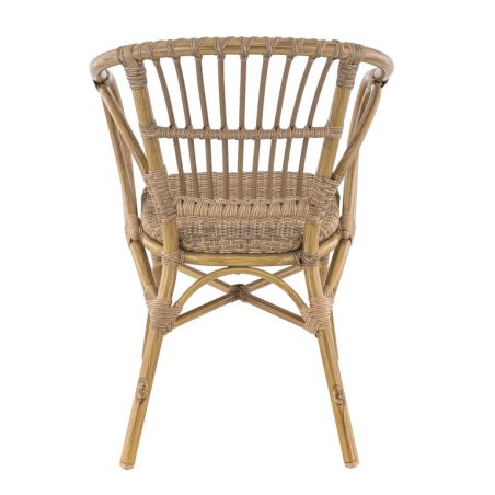 FAUTEUIL DE RESTAURANT METZ | ALUMINIUM BAMBOO LOOK CARAMEL | PE ROTIN NOISETTE, empilable, extérieur