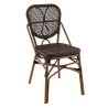 CHAISE DE RESTAURANT DAX | ALUMINIUM BAMBOO LOOK FONCÉ | PE ROTIN MARRON FONCÉ, empilable, extérieur