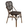 CHAISE DE RESTAURANT DAX | ALUMINIUM BAMBOO LOOK FONCÉ | PE ROTIN MARRON FONCÉ, empilable, extérieur