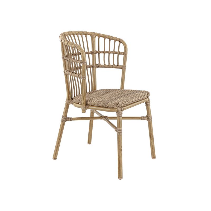 CHAISE DE RESTAURANT ORLEANS | ALUMINIUM BAMBOO LOOK CARAMEL | PE ROTIN NOISETTE, empilable, extérieur