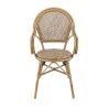 Fauteuil de terrasse ROCHELLE empilable d'extérieur - Aluminium effet bambou caramel, tressage PE imitation rotin noisette