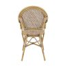 Fauteuil de terrasse ROCHELLE empilable d'extérieur - Aluminium effet bambou caramel, tressage PE imitation rotin noisette
