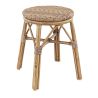 Tabouret de cuisine BREST empilable d'extérieur - Aluminium effet bambou caramel, tressage PE imitation rotin noisette