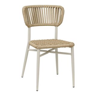 Chaise de terrasse MARBELLA empilable d'extérieur - Aluminium sable, polyéthylène sable