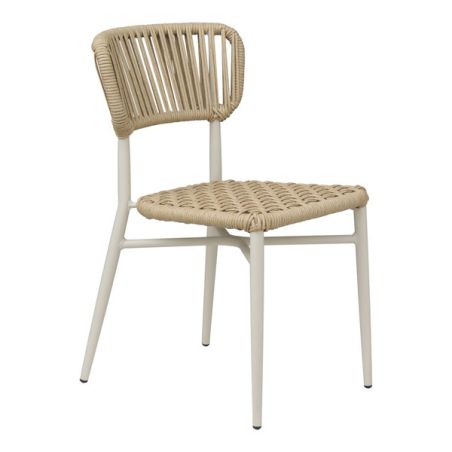 Chaise de terrasse MARBELLA empilable d'extérieur - Aluminium sable, polyéthylène sable