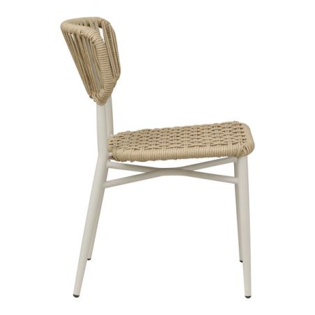 Chaise de terrasse MARBELLA empilable d'extérieur - Aluminium sable, polyéthylène sable