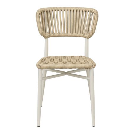 Chaise de terrasse MARBELLA empilable d'extérieur - Aluminium sable, polyéthylène sable