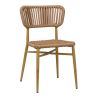 Chaise de terrasse MARBELLA empilable d'extérieur - Aluminium effet bambou caramel, polyéthylène naturel