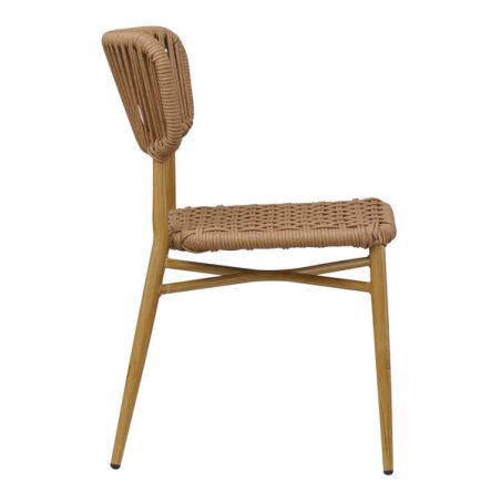 Chaise de terrasse MARBELLA empilable d'extérieur - Aluminium effet bambou caramel, polyéthylène naturel