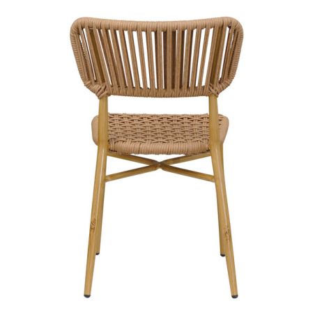 Chaise de terrasse MARBELLA empilable d'extérieur - Aluminium effet bambou caramel, polyéthylène naturel