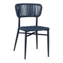 Chaise de terrasse MARBELLA empilable d'extérieur - Aluminium bleu foncé, polyéthylène bleu abysse