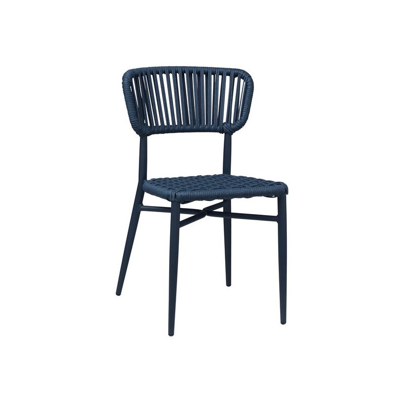 Chaise de terrasse MARBELLA empilable d'extérieur - Aluminium bleu foncé, polyéthylène bleu abysse