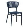 Chaise de terrasse MARBELLA empilable d'extérieur - Aluminium bleu foncé, polyéthylène bleu abysse