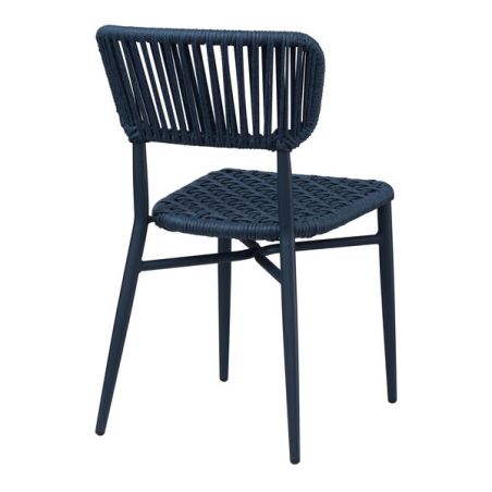 Chaise de terrasse MARBELLA empilable d'extérieur - Aluminium bleu foncé, polyéthylène bleu abysse
