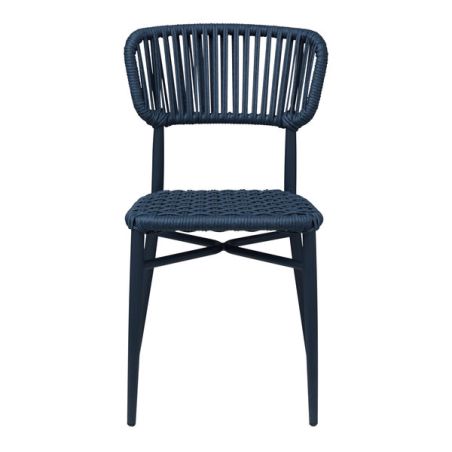 Chaise de terrasse MARBELLA empilable d'extérieur - Aluminium bleu foncé, polyéthylène bleu abysse