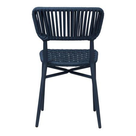 Chaise de terrasse MARBELLA empilable d'extérieur - Aluminium bleu foncé, polyéthylène bleu abysse