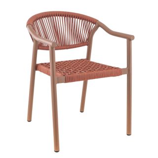 Fauteuil de terrasse DENIA empilable d'extérieur - Aluminium terra, polyéthylène terra