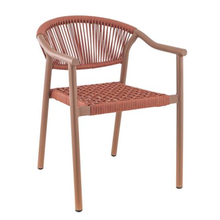 Fauteuil de terrasse DENIA empilable d'extérieur - Aluminium terra, polyéthylène terra