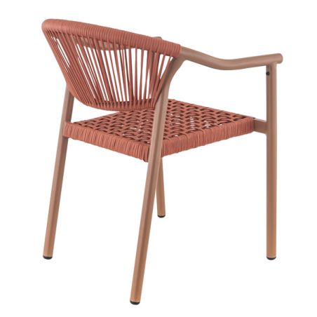 Fauteuil de terrasse DENIA empilable d'extérieur - Aluminium terra, polyéthylène terra