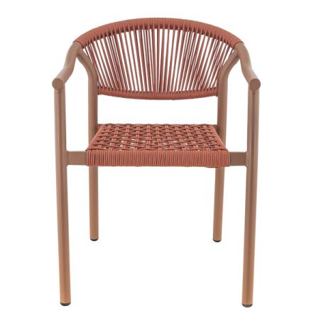 Fauteuil de terrasse DENIA empilable d'extérieur - Aluminium terra, polyéthylène terra