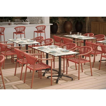 Fauteuil de terrasse DENIA empilable d'extérieur - Aluminium terra, polyéthylène terra