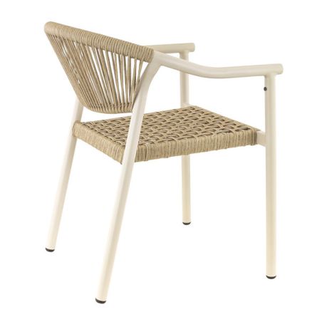 Fauteuil de terrasse DENIA empilable d'extérieur - Aluminium sable, polyéthylène sable