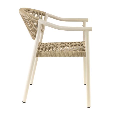 Fauteuil de terrasse DENIA empilable d'extérieur - Aluminium sable, polyéthylène sable