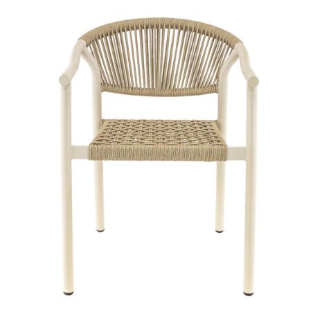 Fauteuil de terrasse DENIA empilable d'extérieur - Aluminium sable, polyéthylène sable