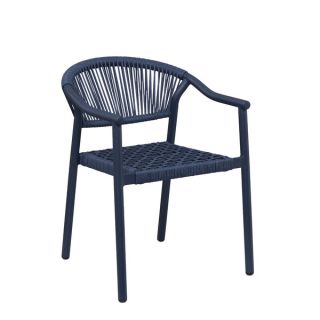 Fauteuil de terrasse DENIA empilable d'extérieur - Aluminium bleu foncé, polyéthylène bleu abysse