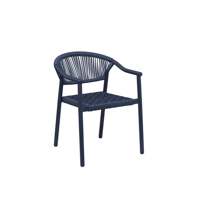 Fauteuil de terrasse DENIA empilable d'extérieur - Aluminium bleu foncé, polyéthylène bleu abysse