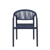 Fauteuil de terrasse DENIA empilable d'extérieur - Aluminium bleu foncé, polyéthylène bleu abysse