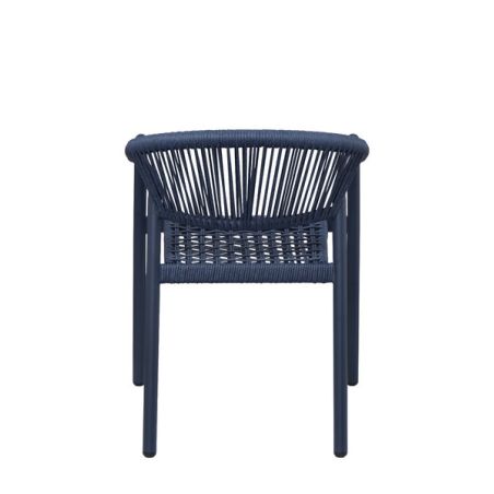 Fauteuil de terrasse DENIA empilable d'extérieur - Aluminium bleu foncé, polyéthylène bleu abysse