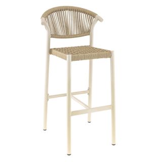 Tabouret de bar ALICANTE d'extérieur - Aluminium sable, polyéthylène sable