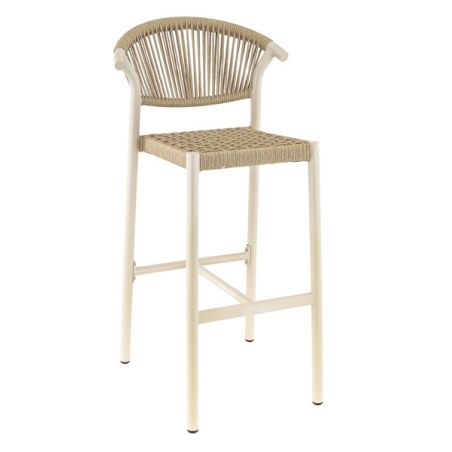 Tabouret de bar ALICANTE d'extérieur - Aluminium sable, polyéthylène sable
