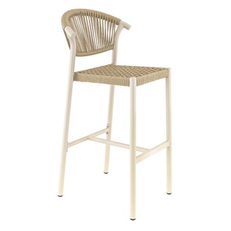 Tabouret de bar ALICANTE d'extérieur - Aluminium sable, polyéthylène sable